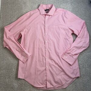 Calvin Klein Pink/White Long-Sleeve Button Down Size Tall 17, 36/37